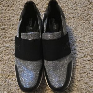 Michael Kors Glittering Silver and Black Sneakers